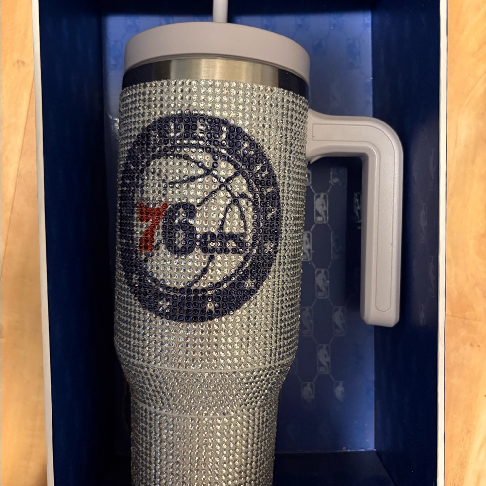 NIB 76ers Rhinestone Embellished NBA Tumbler